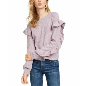 Leyden Women's Sweater Purple Size XS Pullover Ruffle Fleece $39